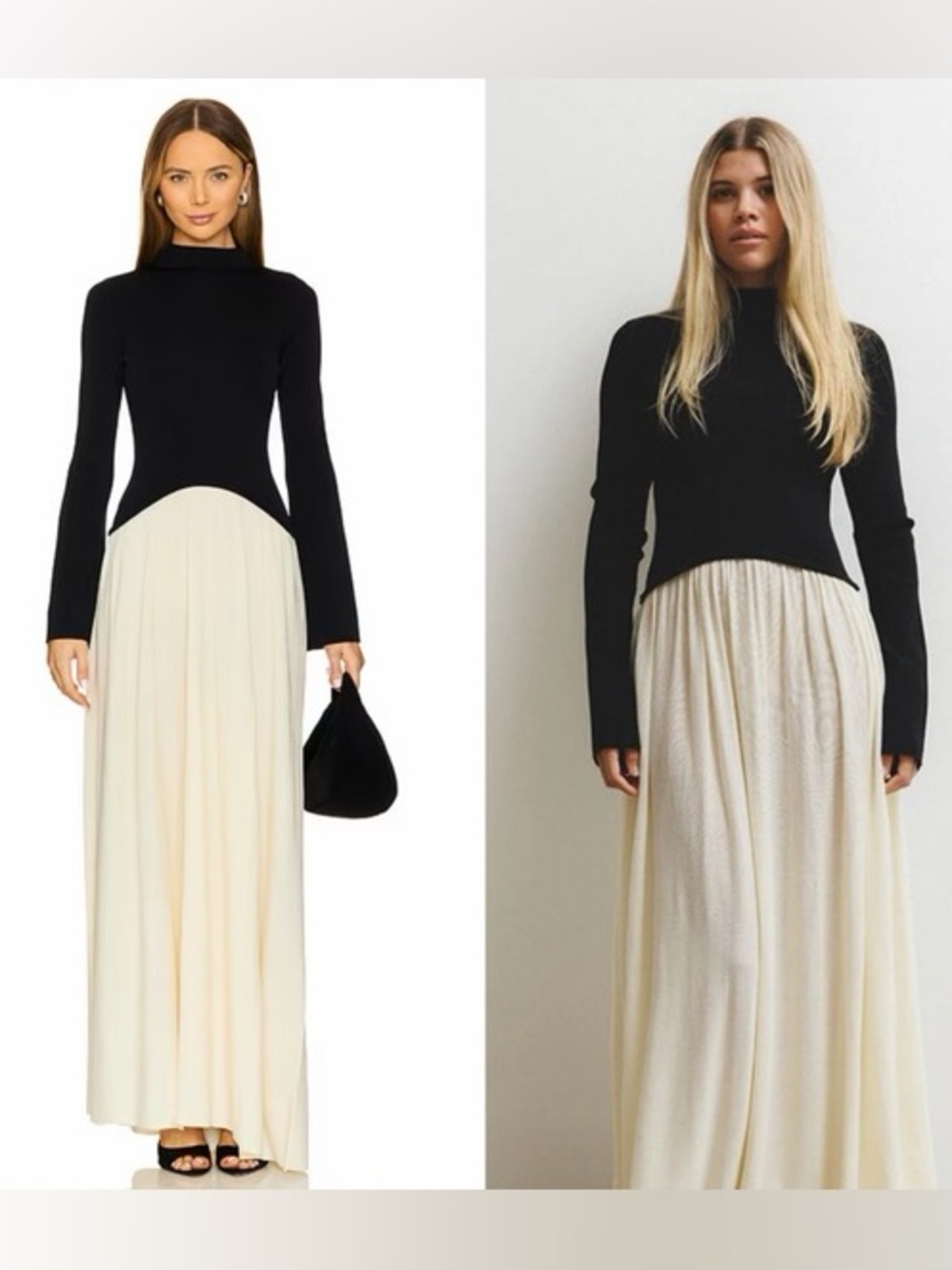 Two-Tone Black and Cream Maxi Skirt